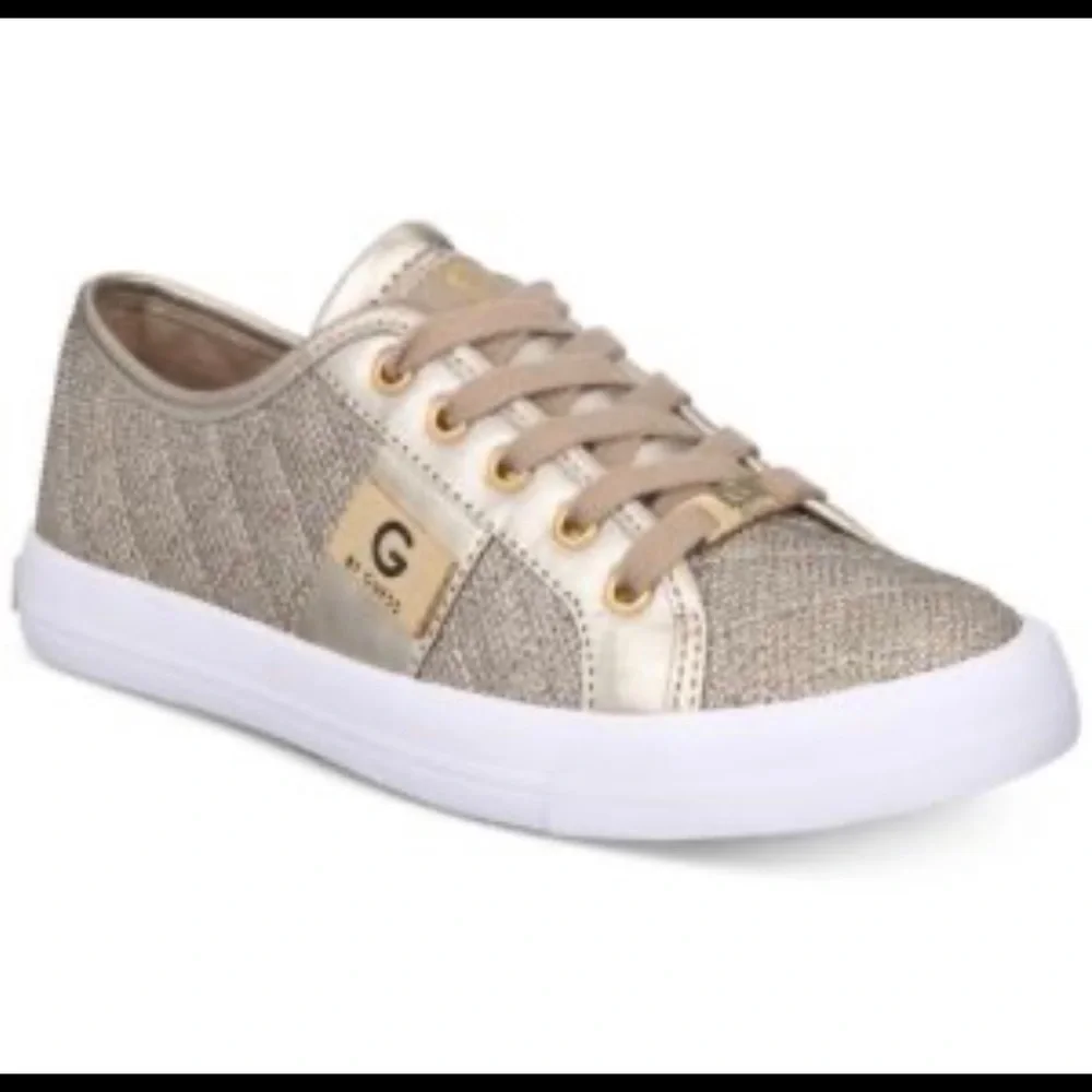 G BY GUESS LACE UP GOLD QUILTED SNEAKERS GGBACKERS3 Metallic ⭐️⭐️⭐️⭐️⭐️